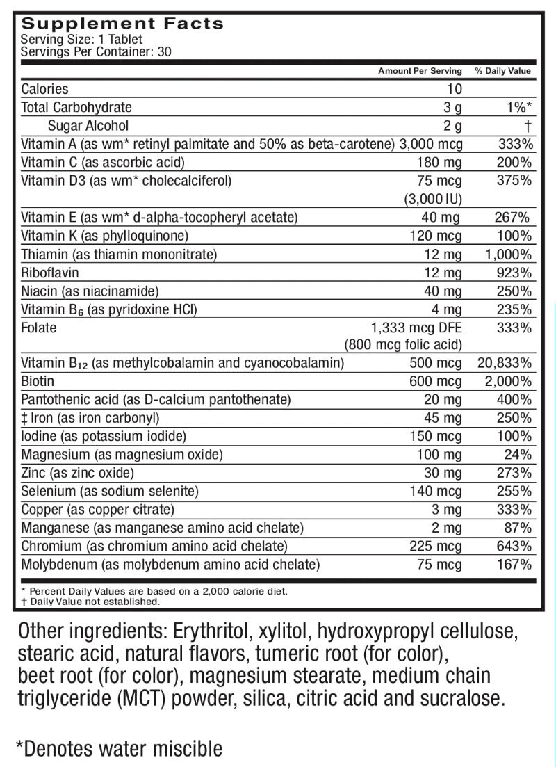 1 Month Chewable Multivitamin w/ Iron + Calcium Citrate