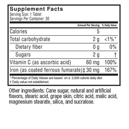 1 Month Supply Chewable Multivitamin + Calcium + Iron and Vitamin C